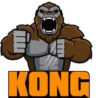 a cartoon drawing of a gorilla with the word kong on the bottom