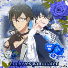 a picture of two anime characters with a kiss me heart