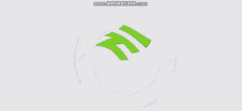 a green logo on a white background with purple stripes