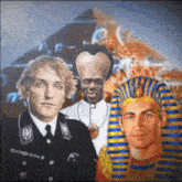 a painting of a priest a pharaoh and a nazi