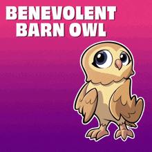 a benevolent barn owl is on a pink background