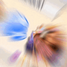 a blurry picture of a person 's face with a blue and purple butterfly