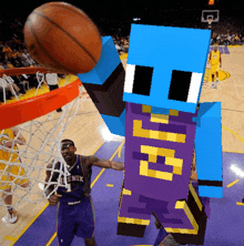 a basketball player in a purple jersey with the number 1 on it