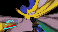 a cartoon character is holding a gun in a video game with a score of 160