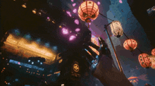 a pixelated image of a city with lanterns and a sign that says ' samurai ' on it