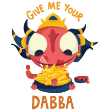 baby rakshasa mythological being give me your dabba fries with catsup yum