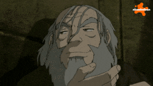 a cartoon of an old man with a beard and a nickelodeon logo