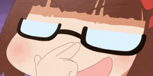 a cartoon drawing of a girl wearing glasses
