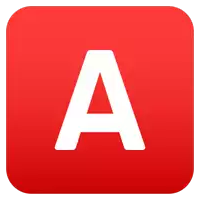 a white letter a is on a red square