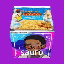 a box of turma da monica flavored noodles with a picture of a man and a cow