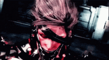 a close up of a video game character 's face