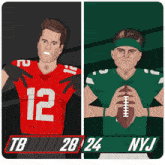 a cartoon of two football players with the number 12 on their jersey