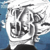 a black and white drawing of a person 's face with a tiktok logo