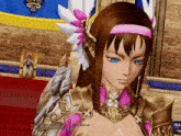 a screenshot of a video game shows a girl with a pink headband on her head