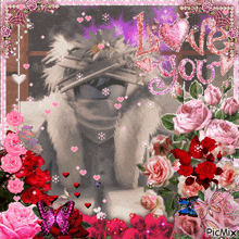 a picture of flowers and butterflies with the words love you