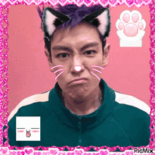 a picture of a man with cat ears and a paw print