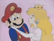 Gettin The Kissies GIF - Kiss Mario Princess Peach GIFs
