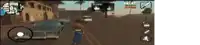 a screenshot of a video game with a man walking down the street