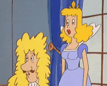 a cartoon of a man and a woman standing next to each other .