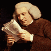 a painting of a man reading a book with a black background