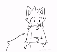 a black and white drawing of a furry animal with a collar on .