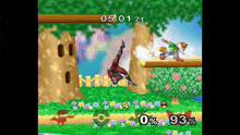 a video game screen shows a fox and a man playing a game with a time of 5:01