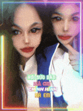 a picture of a girl with the words hoi suc dau ma chi chinh hinh ha em