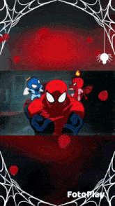 a picture of a spider man with the word santai on the top