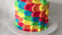 How To Decorate A Rainbow Cake ! GIF - Dessert Sweets Cake GIFs