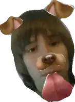 a man wearing a dog mask with his tongue out