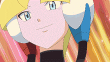 a pixelated image of a cartoon character with blue eyes