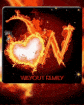 a sign that says wayout family with a heart in the middle