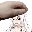 a hand is holding a girl 's head in a pixel art .