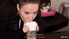 Painting My Nails With Tiny Hands Drinking Coffee GIF - Painting My Nails With Tiny Hands Drinking Coffee Coffee GIFs