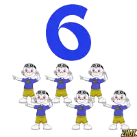 a cartoon of monkeys with the number 6 in the background