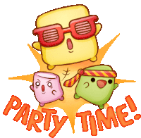 Marshmellows Say Party Time! Sticker - The Party Marshmallows Party Time Bandana Stickers