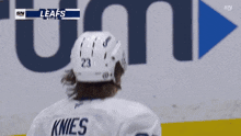 a hockey player wearing a helmet that says ccm on it