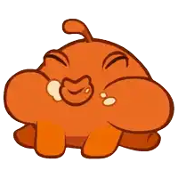 a cartoon drawing of an orange cloud with a smiley face on its face