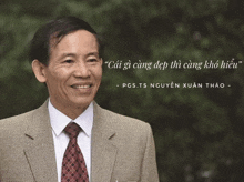 a man in a suit and tie with a quote from pgs.ts nguyen xuan thao