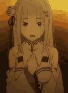 a drawing of a girl with long white hair