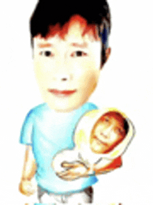 a cartoon of a boy holding a baby in his arms