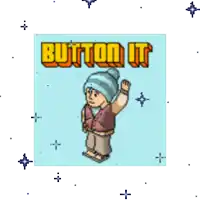 a picture of a boy with the words button it written on it