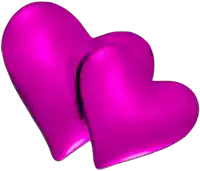 two purple hearts on a white background