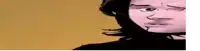 a close up of a cartoon character 's face with a serious expression .