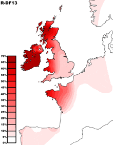 a map of the united kingdom showing percentages