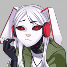 a cartoon character wearing headphones and a mask smoking a cigarette