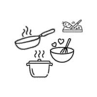 a set of cooking icons in a line style on a white background