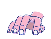 a cartoon drawing of a person 's hands with their fingers crossed and their nails visible