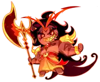 a cartoon drawing of a demon holding a sword