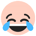 a bald laughing emoji with tears coming out of its eyes .